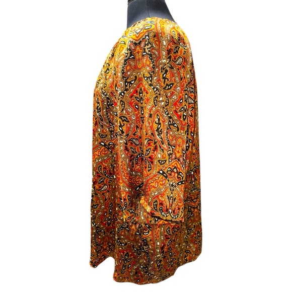 Michael Kors 1X Plus Size Boho Paisley Blouse Three Quarter Sleeve NWOT - Picture 3 of 6